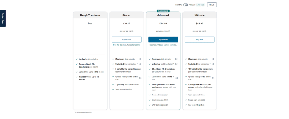 DeepL Pricing