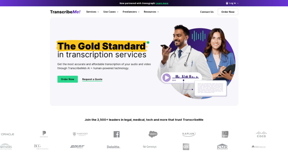 Transcribe me transcription app home page